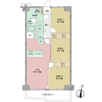 戸塚スカイハイツの間取図