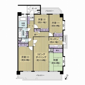 サンジュール西新の間取図