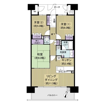 グランシスフォート中百舌鳥壱番館の間取図