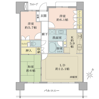 ライオンズ聖蹟桜ヶ丘パシーナの間取図