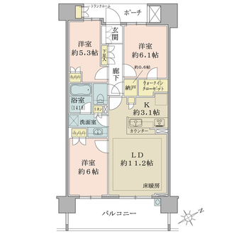 ブリリアエルシオ萩山の間取図