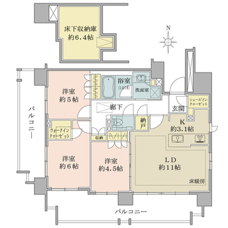 クリオ鶴見豊岡町ウエストコートの間取図
