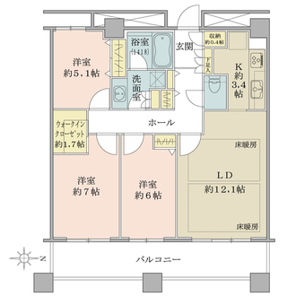 ＴＯＫＹＯ　ＳＥＡ　ＳＯＵＴＨ　ブランファーレの間取図
