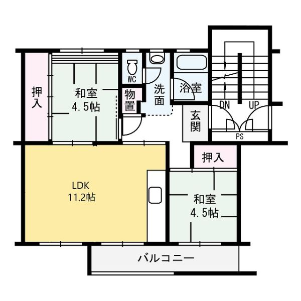 箕面粟生第二住宅弐壱号棟の間取図