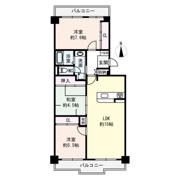 ユニライフ北大阪１号棟の間取図