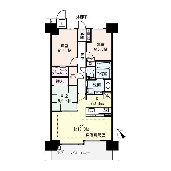 ミリカテラス2街区 Ｂ棟の間取図