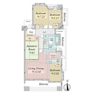 ネオグランデ藤ヶ丘 9階の間取図