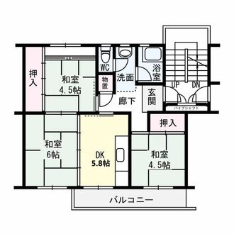 箕面如意谷住宅参号棟の間取図