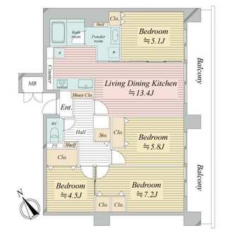 ライオンズマンション藤ヶ丘ガーデンの間取図