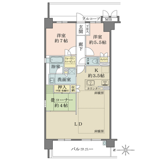 ローレルコート西大寺国見町壱番館の間取図