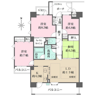 ファミール八日市グリーンロードの間取図