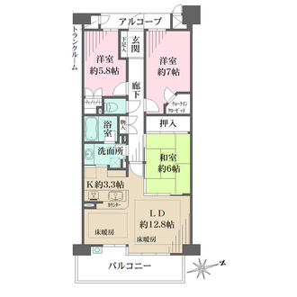 リーデンススクエア宇治伊勢田の間取図