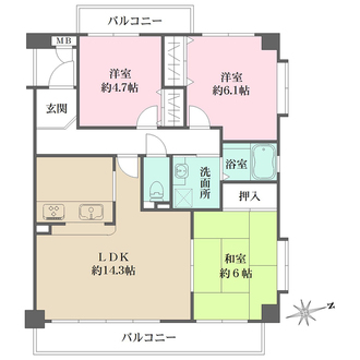 東急ドエル・アルス北畠の間取図