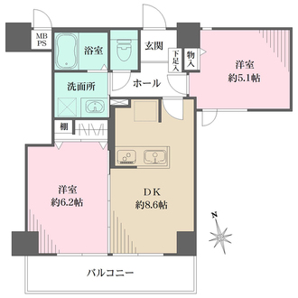 ライオンズマンション上本町第五の間取図