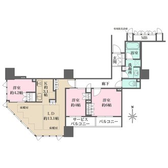 ブランズタワー大阪本町の間取図