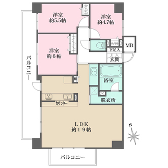 大拓メゾン千代崎みなと通の間取図