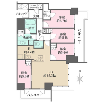 シエリアタワー大阪堀江の間取図
