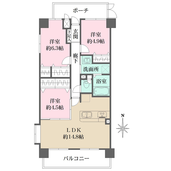 セレッソコート甲東園の間取図