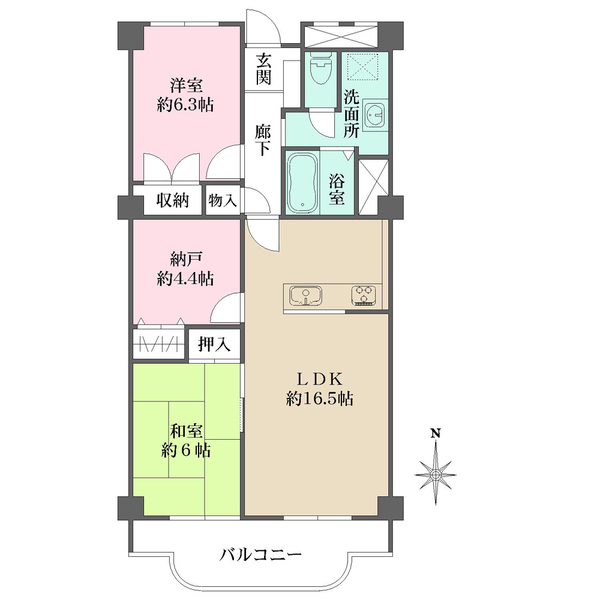 逆瀬川グリーンハイツの間取図