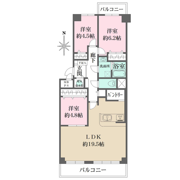 サンヴェール逆瀬川2番館の間取図