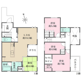 B号棟の間取図
