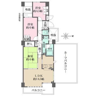 パークハイム上甲東園くすのき通りの間取図