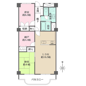 逆瀬川グリーンハイツの間取図