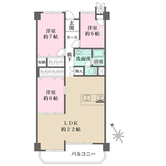 夙川ビューハイツＤ棟の間取図