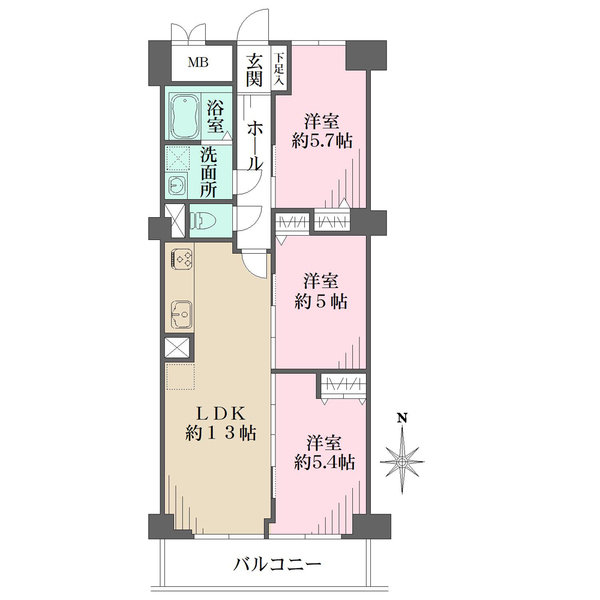 芦屋翠ケ丘パークマンションの間取図