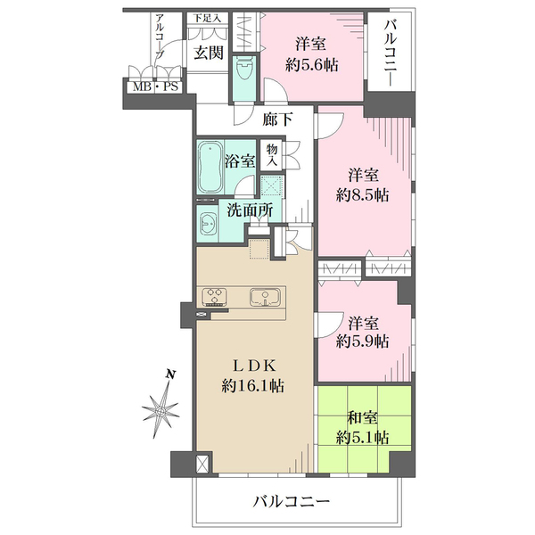 ヒルズ芦屋翠ヶ丘の間取図