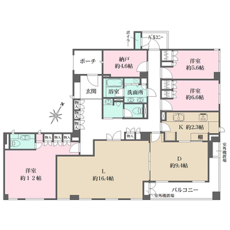 フローラ芦屋フラットの間取図