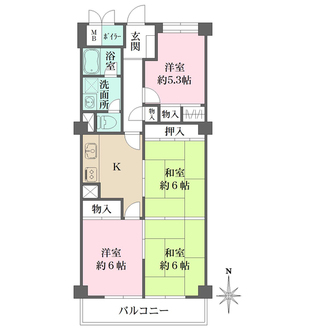 芦屋翠ヶ丘パークマンションの間取図