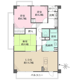 パーク・ハイム芦屋津知町の間取図