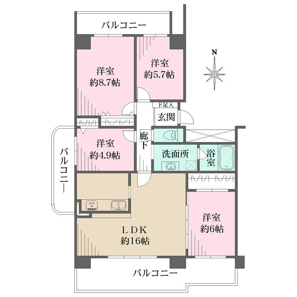 RICウエストコート4番街南棟の間取図