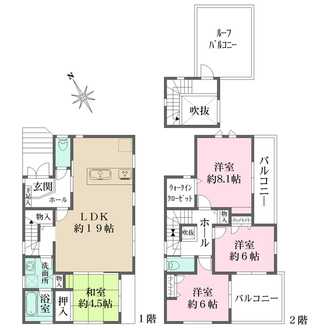 住吉山手九丁目　新築戸建ての間取図