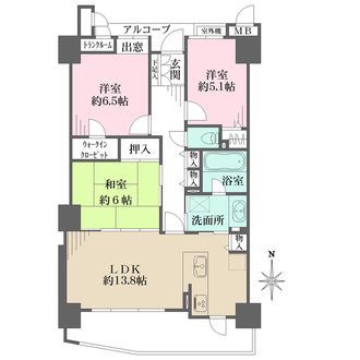 モンセーヌ住吉川公園1番館の間取図