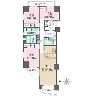 モンセーヌ住吉川公園1番館の間取図