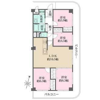 住吉川パークマンションの間取図