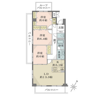 コムーネ本山・田中町1番館の間取図