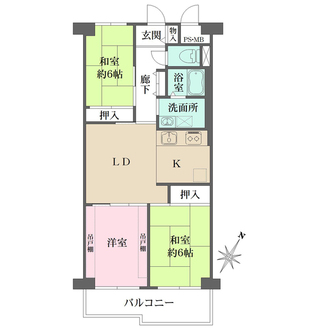 魚崎レックスマンションの間取図