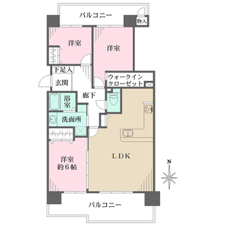 RICウエストコート4番街北棟の間取図