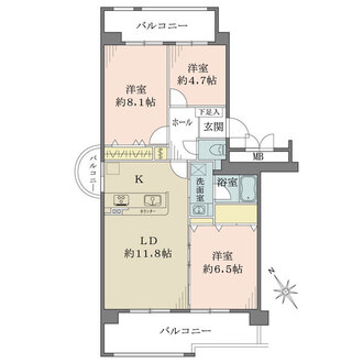 RICウエストコート4番街西棟の間取図