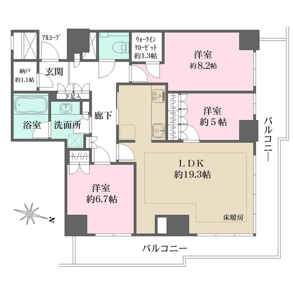 ザ・パークハウス神戸ハーバーランドタワーの間取図
