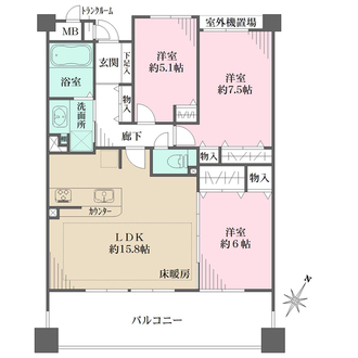 神戸海岸通ハーバーフラッツ5番館の間取図