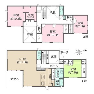 芦屋市山芦屋町１６番戸建の間取図