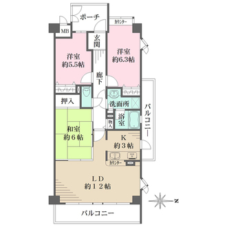 サニーフラット川西緑台の間取図