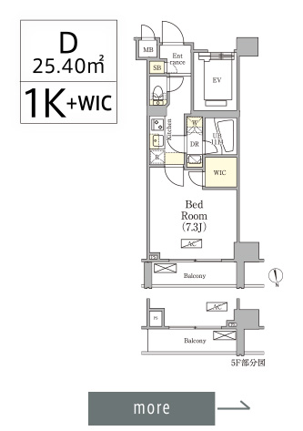 D 25.40㎡ 1K+WIC