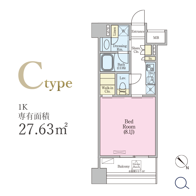 Cプラン1K 27.63㎡