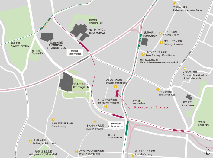 area map:Embassies